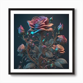 3D Roses Art Print