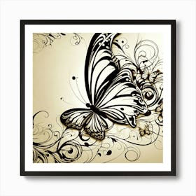 Butterfly And Floral Design 2 Art Print