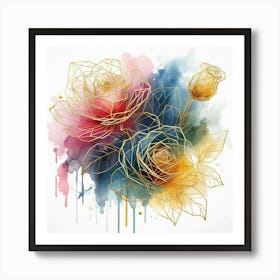 Watercolor Roses 1 Art Print