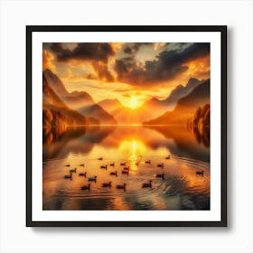 Sunrise In The Mountains Art Print