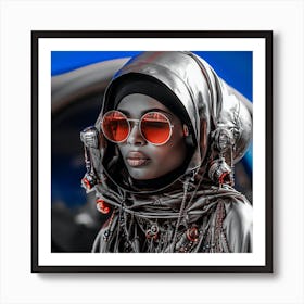 Sandpunk woman in the desert 1 Art Print