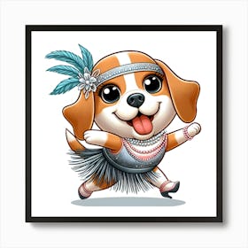 Beagle Dancing In A Flapper Costume Art Print