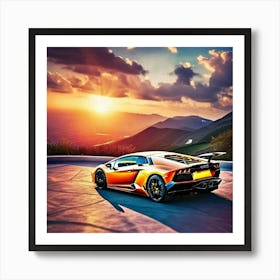 Sunset Lamborghini 4 Art Print