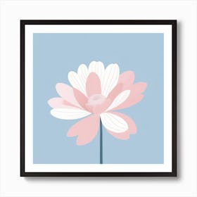 A White And Pink Flower In Minimalist Style Square Composition 51 Art Print