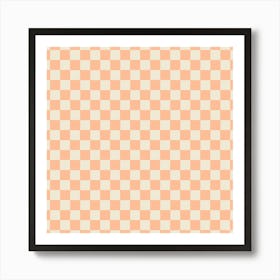 Peach Fuzz Checkered Background Art Print