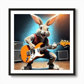 Rabbit Playing Guitar 9 Art Print