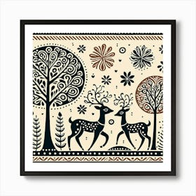 Deer In The Forest 1 Art Print