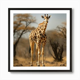 Giraffe In The Savannah Art Print