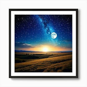 Firefly Celestial Moonlit Horizon Beneath A Starry Sky 34603 (2) Art Print