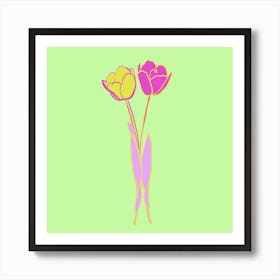 Two Tulips Neon Art Print