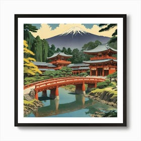 Byodo In Temple Japan Vintage Travel Art 1 Art Print 1 Art Print