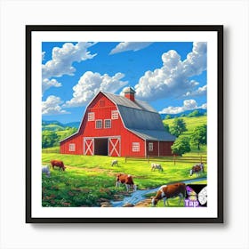 Red Barn In The Countryside Art Print