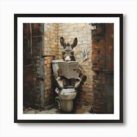 Donkey Reading Newspaper in the loo Art Print