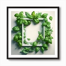 Frame With Green Leaves Art Print