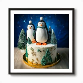 Firefly Beautiful, Decorated, Cake, Penguin, Theme, Fondant, Penguins, Snowy, Accents, Smooth, Blurr (1) Art Print