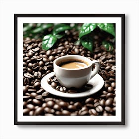 Coffee Cup On Coffee Beans 9 Art Print