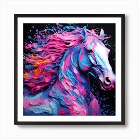 Colourful Paint Horse Portrait Art Print