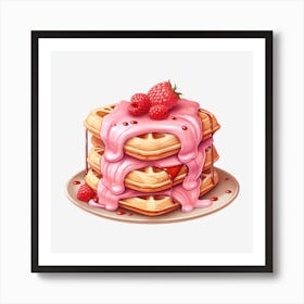 Waffles With Raspberry Icing Affiche