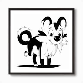 Black And White Cartoon Dog Art Print