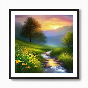 Stream In The Countryside 3 Art Print