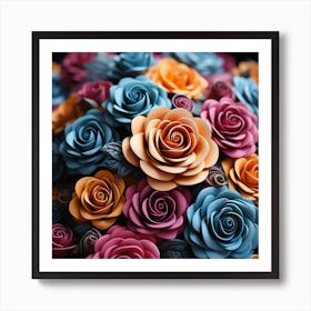 Paper Roses Bouquet Art Print