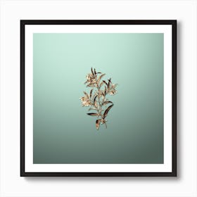Gold Botanical Blue Narrow Leaved Sollya on Mint Green n.0712 Art Print