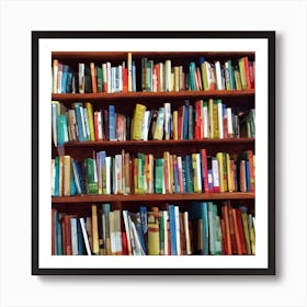 Colorful Bookshelf Art Print