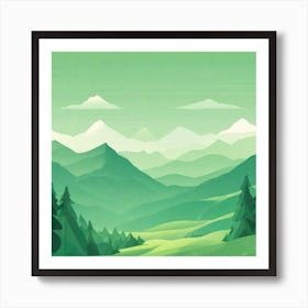 Misty mountains background in green tone 157 Art Print