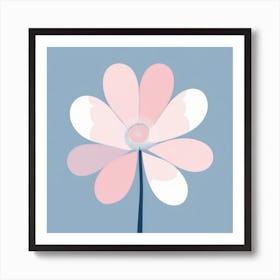 A White And Pink Flower In Minimalist Style Square Composition 30 Art Print