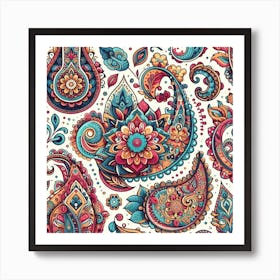 Colorful paisley pattern 1 Art Print