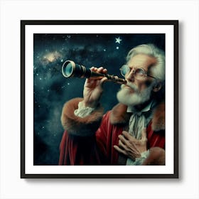 a man Looking Through Telescope Art Print