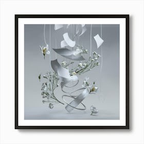 Flowers And Paper Art Print