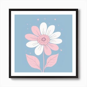 A White And Pink Flower In Minimalist Style Square Composition 306 Art Print