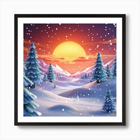 A Captivating Digital Render Of A Snowy Winter Banner Twinkling Magic Snowflakes Flirting With The (5) Art Print