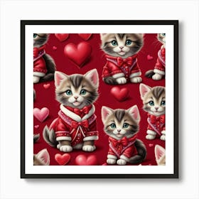 Valentine Kittens 1 Art Print
