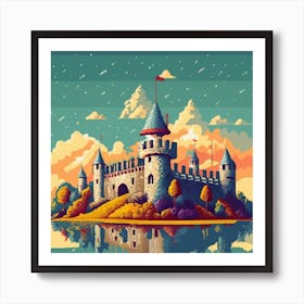 Pixel Art Medieval Castle Poster 1 Art Print