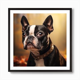 Boston Terrier Dog Portrait Art Print