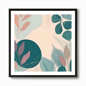 Botanical Illustration Silhouette, Pastel Colors Art Print