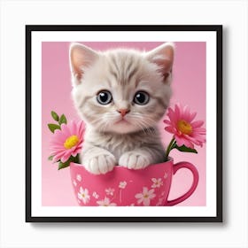 Kitten In A Cup Art Print