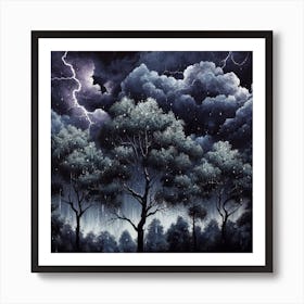 Lightning In The Trees Art Print