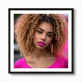 Blond Girl With Curly Hair fhh Art Print