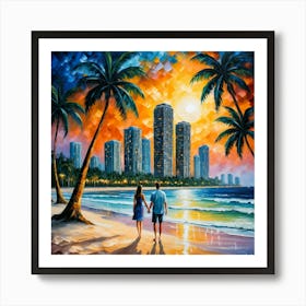 Couple On The Beach Art Print