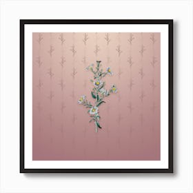 Vintage Glaucous Aster Flower Botanical on Dusty Pink Pattern Art Print