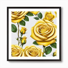 Yellow Roses Seamless Pattern 5 Art Print