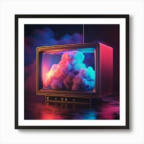 Old Tv In The Clouds Art Print