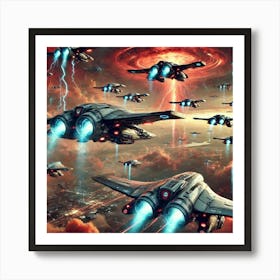 A Sci Fi Depiction Of Tempest Drones, Autonomous A Art Print