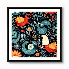 Playful And Whimsical A Pattern Featuring Whimsical Creatures Playful Patterns And A Touch Of Mag 83495671 (3) Art Print