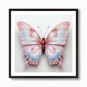 Butterfly On White Background Affiche