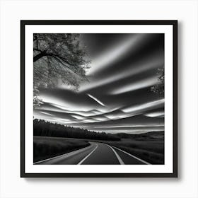 Cloudy Sky Over Road Art Print