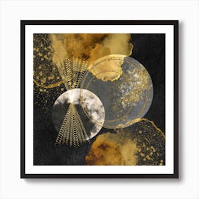 Gold And Black Abstract Painting 3 Art Print